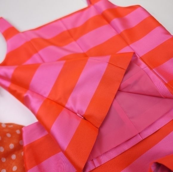 Tanner Doncaster Orange Pink Stripe Collaboration Skirt Suit Set Sz 14 - Picture 5 of 16
